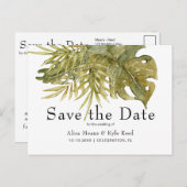 Moderne tropische Blätter von Boho Rettete den Dar Ankündigungspostkarte (Vorne/Hinten)