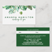 Moderne tropische Blätter Wasserfarbene Verabredun Terminkarte (Vorne/Hinten)