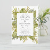 Moderne tropische Blätter zeigen Grün Einladung (Stehend Vorderseite)