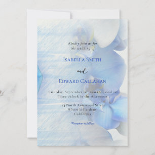 Moderne tropische blaue Orchideen-Hochzeit Einladung