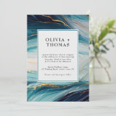 Moderne Tropische Bliss Gold Ink Ocean Wave Weddin Einladung (Stehend Vorderseite)