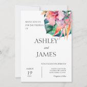 Moderne tropische Blume Grüne Hochzeit Einladung (Vorderseite)