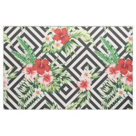 Moderne tropische Blume mit geometrischem Muster Stoff