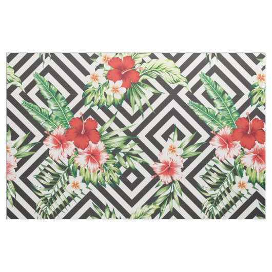 Moderne tropische Blume mit geometrischem Muster Stoff (Fat Quarter (45,7 x 55,9 cm))