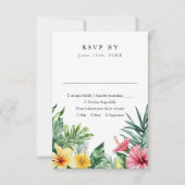 Moderne tropische Blume mit Hochzeitsszenario RSVP Karte (Vorderseite)