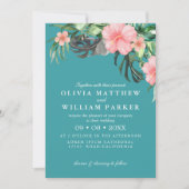 Moderne tropische Blume Sommerhochzeit Einladung (Vorderseite)