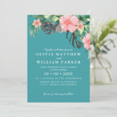 Moderne tropische Blume Sommerhochzeit Einladung (Stehend Vorderseite)