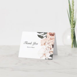 Moderne tropische Blume und Monstera Dankeskarte