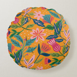 Moderne tropische Blumenmuster Rundes Kissen