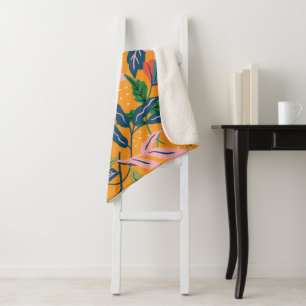 Moderne tropische Blumenmuster Sherpadecke