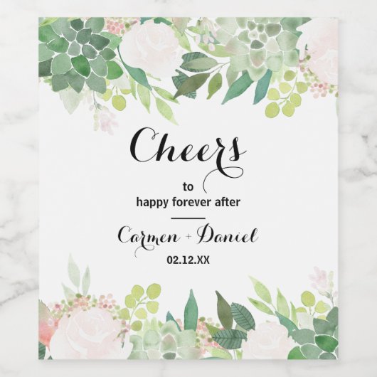 Moderne tropische Blumenweinmarken Weinetikett (Einzelnes Label)