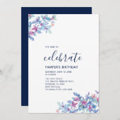 Moderne tropische Blütensommerliche Geburtstagspar Einladung (Vorne/Hinten)