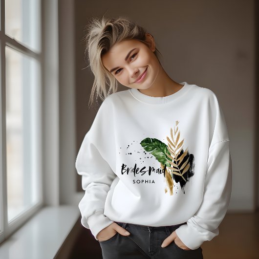 Moderne tropische botanische abstrakte Bridesmaid Sweatshirt