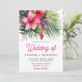Moderne tropische Botanische Hochzeit Einladung (Stehend Vorderseite)