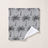 Moderne tropische botanische Palmen auf Grau Badhandtuch Set (Waschlappen)