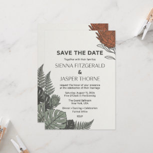 Moderne tropische botanische Save-the-Date-Karte Einladung