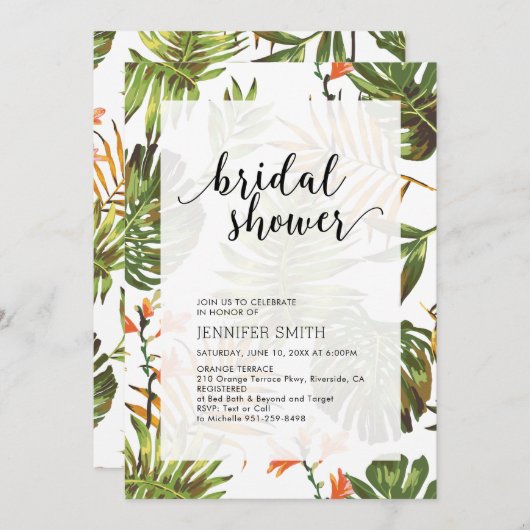 Moderne Tropische Brautdusche einladen Einladung (Vorne/Hinten)