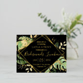 Moderne tropische Bridesmaier Luncheon Dusche Gold Folie Einladungspostkarte (Stehend vorne)