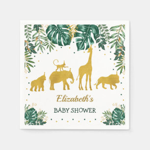 Moderne tropische Dschungel-Tier-Babyparty Serviette