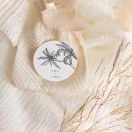 Moderne tropische Elegante Minimalistische Hochzei Runder Aufkleber