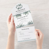 Moderne tropische Eleganz All In One Einladung (Abreißen)