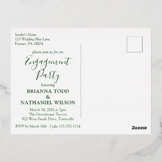 Moderne Tropische Engagement Partei Einladung Gold (Rückseite)