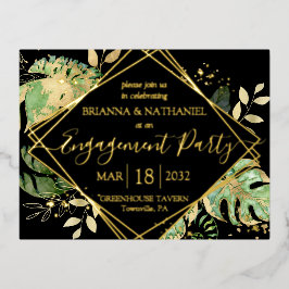 Moderne Tropische Engagement Partei Einladung Gold