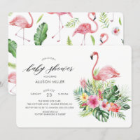 Moderne tropische Flamingo Baby Dusche Einladung