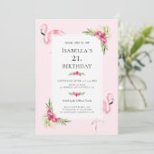 Moderne Tropische Flamingo Geburtstagsparty Einladung (Stehend Vorderseite)