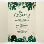 Moderne tropische Foliage mit Goldhochzeit Dreifach-gefaltete Programmkarte (Innenseite Mitte)