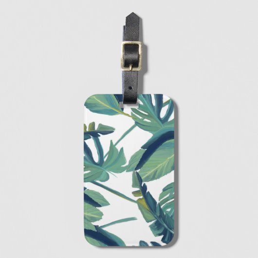 Moderne tropische, grüne Blätter Gepäckanhänger (Vorderseite Vertikal)