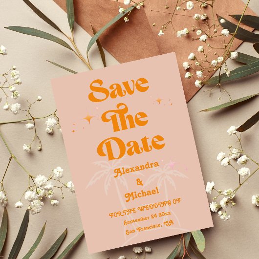 Moderne tropische Hochzeit Save The Date