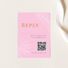 Moderne Tropische Hochzeitskarte mit QR-Code RSVP Karte