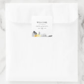 Moderne Tropische Hochzeitsplattform Quadratischer Aufkleber (Tasche)