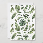 Moderne tropische Karte des Blattes Save the Date (Rückseite)