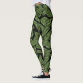 Moderne tropische Leaf-Blätter Muster Leggings (Links)