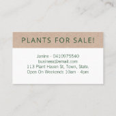 Moderne tropische Leaf-Pflanze Visitenkarte (Rückseite)