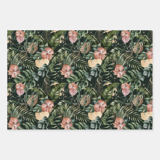 Moderne tropische Magie mit grünem Palm Gold & Sch Geschenkpapier Set (Vorderseite)