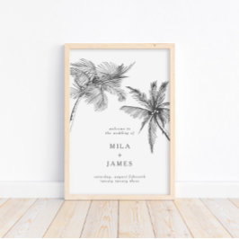 Moderne Tropische Minimalistische Hochzeit Poster