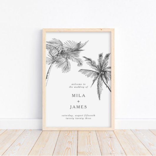 Moderne Tropische Minimalistische Hochzeit Poster