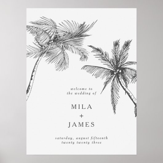 Moderne Tropische Minimalistische Hochzeit Poster (Vorne)