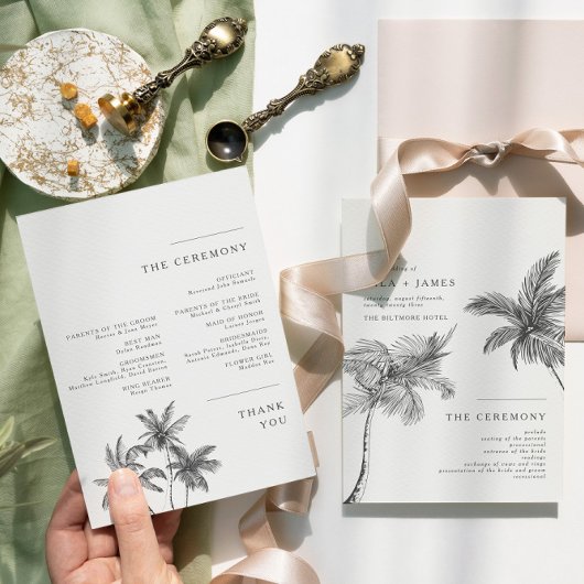 Moderne Tropische Minimalistische Hochzeit Programm