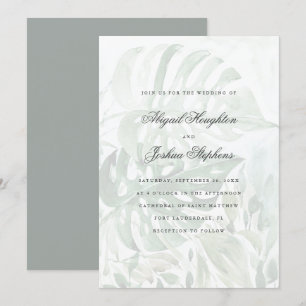 Moderne tropische Monstera-Blätter Hochzeit Einladung