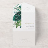 MODERNE TROPISCHE MONSTERA FOLIAGE GREEN WATERCOLO ALL IN ONE EINLADUNG (Außenbereich)