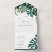 MODERNE TROPISCHE MONSTERA FOLIAGE GREEN WATERCOLO ALL IN ONE EINLADUNG (Innen Boden)