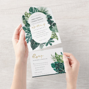 MODERNE TROPISCHE MONSTERA FOLIAGE GREEN WATERCOLO ALL IN ONE EINLADUNG