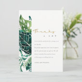 MODERNE TROPISCHE MONSTERA GREEN FOLIAGE WEDD TH DANKESKARTE (Stehend Vorderseite)