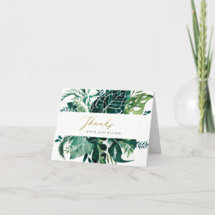 MODERNE TROPISCHE MONSTERA GREEN FOLIAGE WEDD THA DANKESKARTE