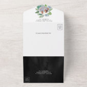 Moderne tropische Monstera Palm Blätter Black Wedd All In One Einladung (Außenbereich)