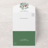 Moderne tropische Monstera Palm Blätter Hochzeit All In One Einladung (Außenbereich)